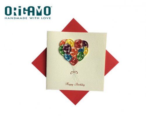 Origamo Κάρτα Ευχετήρια  QUILLING Μπαλόνια Γενεθλίων 16.2x16.5cm FILIGRANA