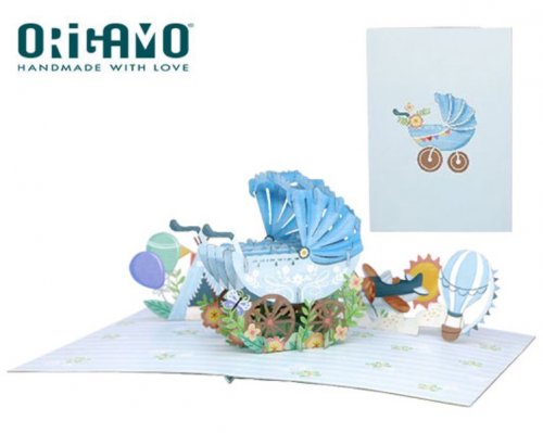 Origamo Κάρτα Ευχετήρια Αναδυόμενη-  Αγοράκι  18.5x14cm KIRIGAMI
