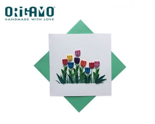 Origamo Κάρτα Ευχετήρια- QUILLING Λουλούδια- 16.2x16.5cm FILIGRANA