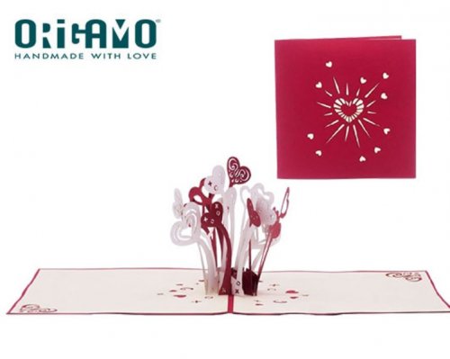 Origamo Κάρτα Ευχετήρια Αναδυόμενη- Καρδιές-15.5x15.5cm KIRIGAM