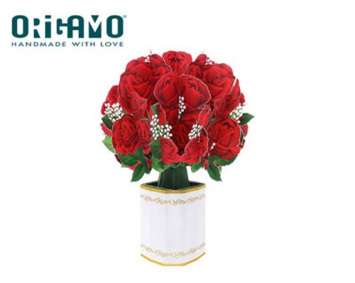 Origamo Κάρτα ΕυχετήριαFLOBOUQUET Κόκκινα Τριαντάφυλλα 27x26cm FLOREVER